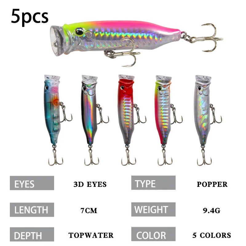 5/8pcs Luya Popper Fishing Lures 9.4/16g 7/13CM Topwater Floating  Simulation Baits 3D Fish Swimbait Artificial Spinning Tackle - AliExpress