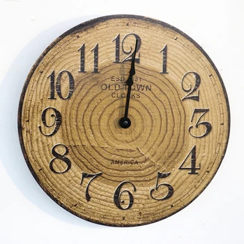 

Creative Wooden Wall Clock Vintage Wood Analog Wall Watch Modern Design Wall Clocks Decorative Watches Living Room Clock II50BGZ