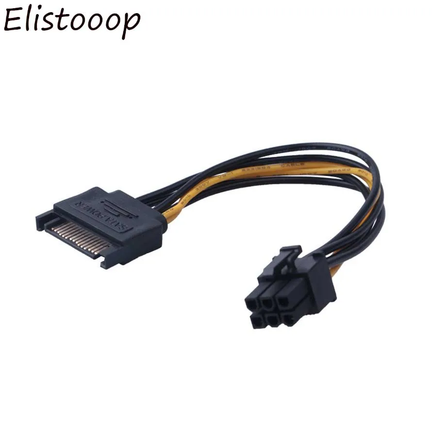 Computer Cables 6pcs SATA Power Cable for Riser Card 15 Pin to 6 Pin PCI Express PCI-E Sata Graphics Converter Adapter Video Card Power Cord Cable Length: 0.2m