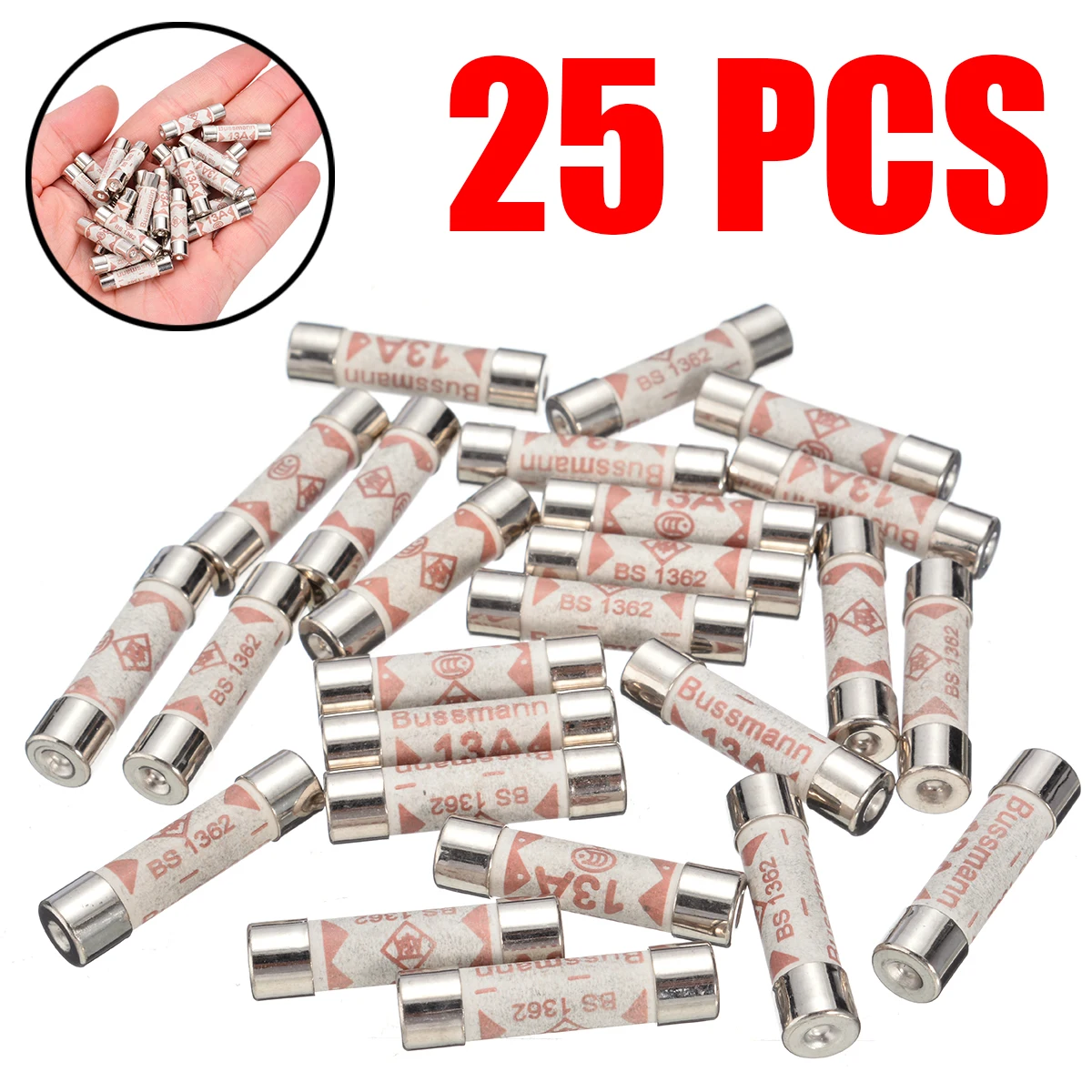 10 x 13amp Domestic Fuses Household 13a House Mains 3 pin UK Plug Top Fuse 