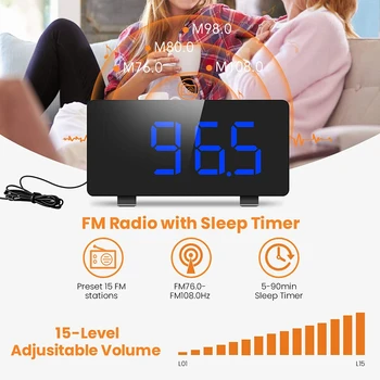 

New Digital Alarm Clock, ELEGIANT Alarm Clocks for Bedrooms with FM Radio,Dual Alarms,6.7 inch LED Screen,USB Port for Charging,