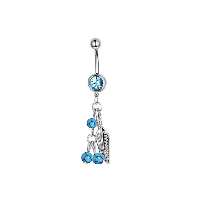 Sexy Navel Piercing Belly Ring Belly Button Rings Barbell Bar Zircon Dangling Ombligo Party Round for Woman Body Jewelry 14g
