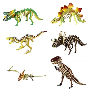 

Dinosaur Puzzle Toys Three-dimensional Model Assembled Puzzle Toy DIY for Baby Children's Educational 3D Puzzles Animals Wooden
