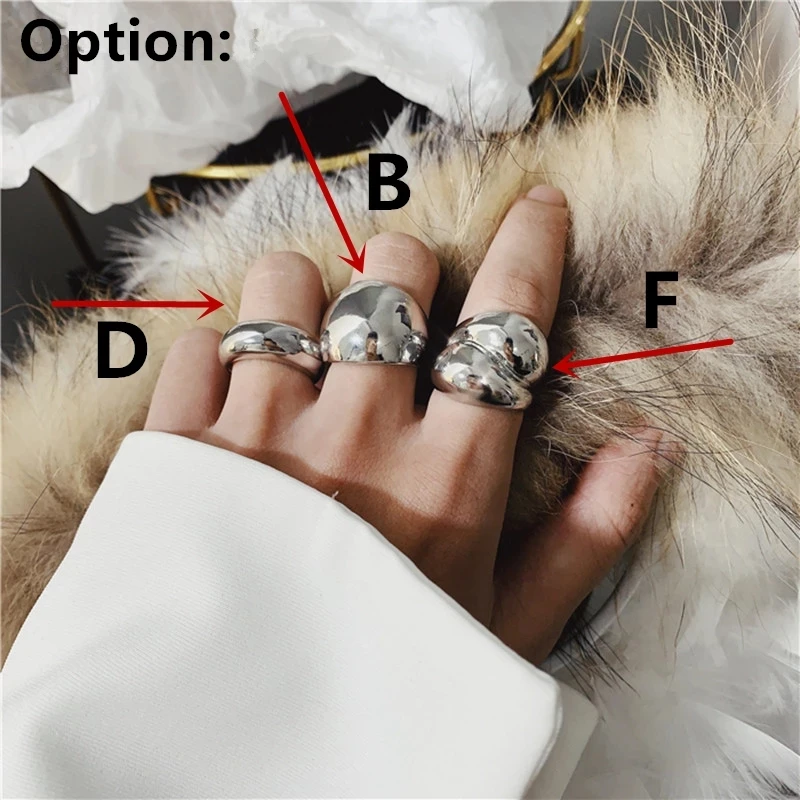 HUANZHI Gold Color Statement Dome Ring for Women Big Large Open Finger Ring Adjustable Chunky Wide Jewelry New Hot