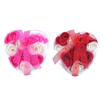 

18Pcs Scented Rose Flower Petal Bath Body Soap Wedding Party Gift(Rose+White&Red+White)