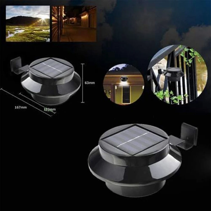 

Hot 8Pc Gutter Light Solar Light Lamp Powered Outdoor Garden Yard Wall LED Light Gutter Fence Wall Lampand and Bracket, Black, 8