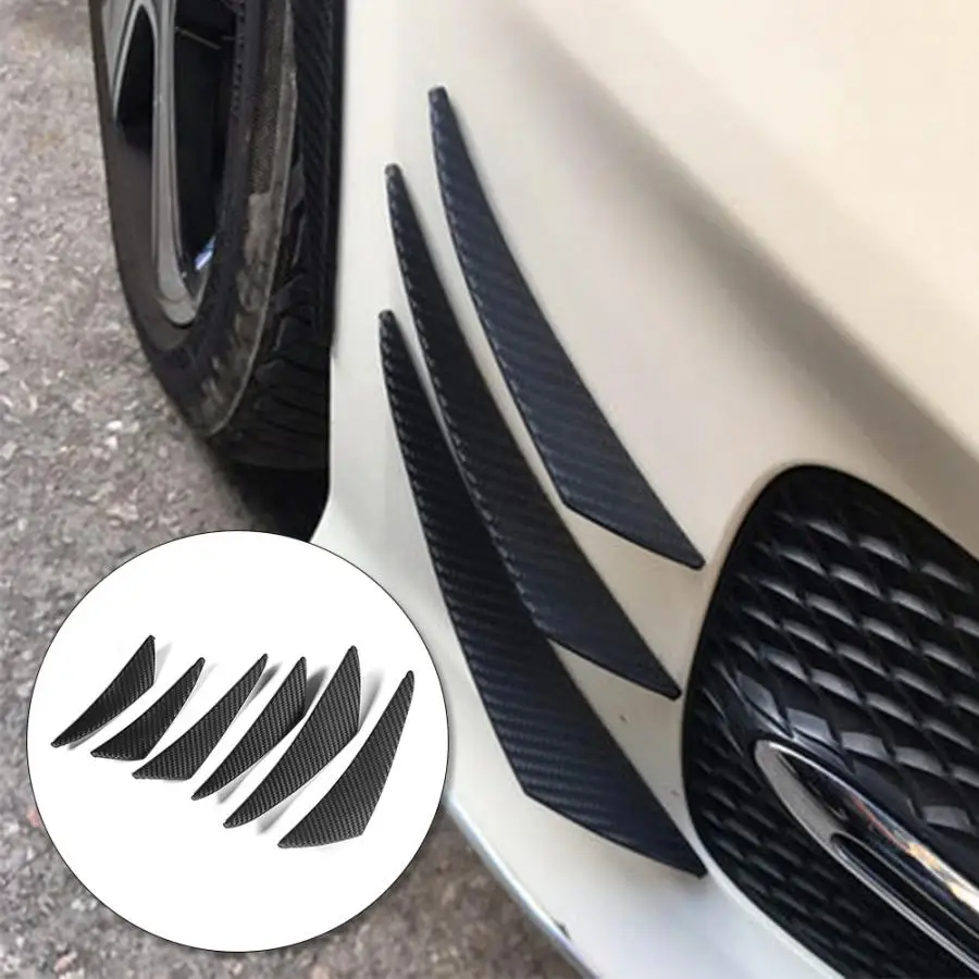 Bumper Lip Diffuser,6pcs Carbon Fiber Texture Car Bumper Fin Canard Splitter Diffuser Valence Spoiler Lip