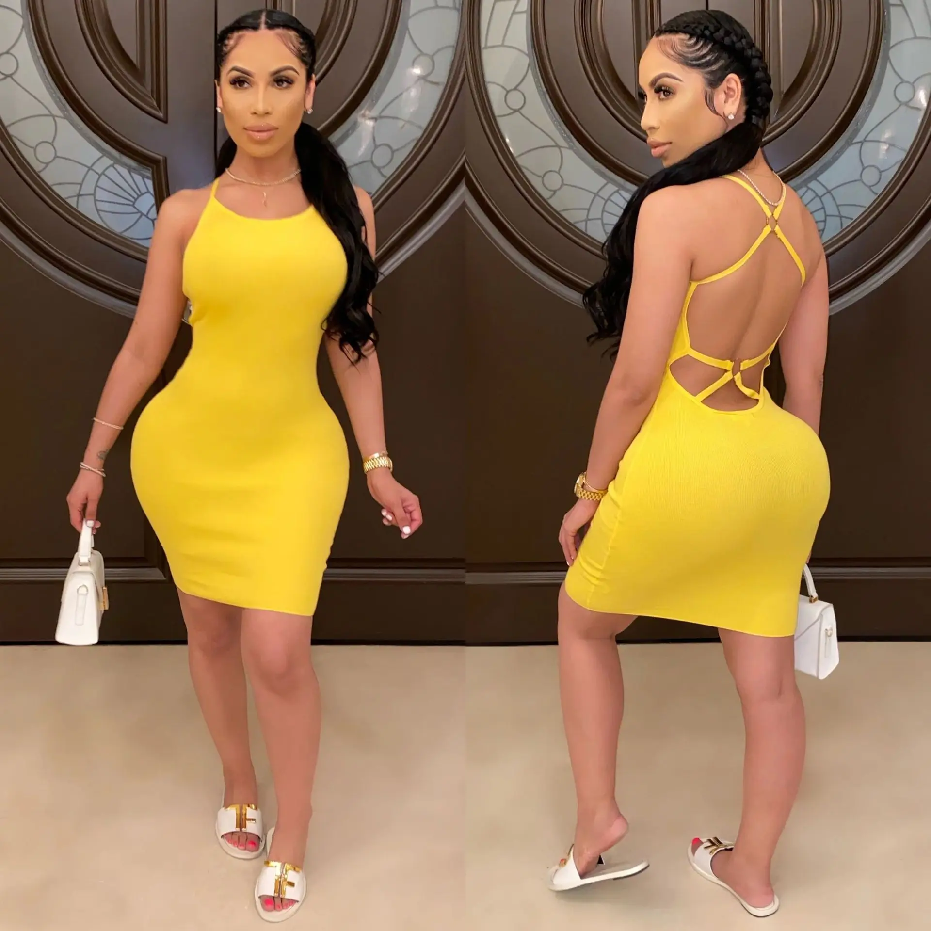 S-5XL модное летнее женское мини-платье без рукавов со шнуровкой и открытой спиной