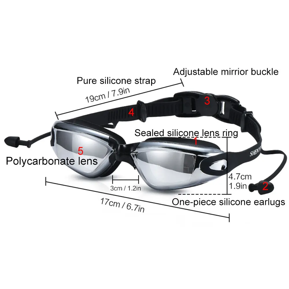 Professional Swimming Goggles One-Piece Earplugs Swimming Cap HD Waterproof Glasses Earplugs Swimming Accessories Adult&Children