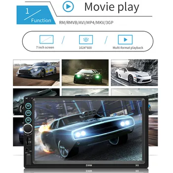 

New USB2.0 Handfree 7-inch HD dual-spindle car MP5 player 12V car radio Bluetooth hands-free mobile phone interconnection/X6 #Z