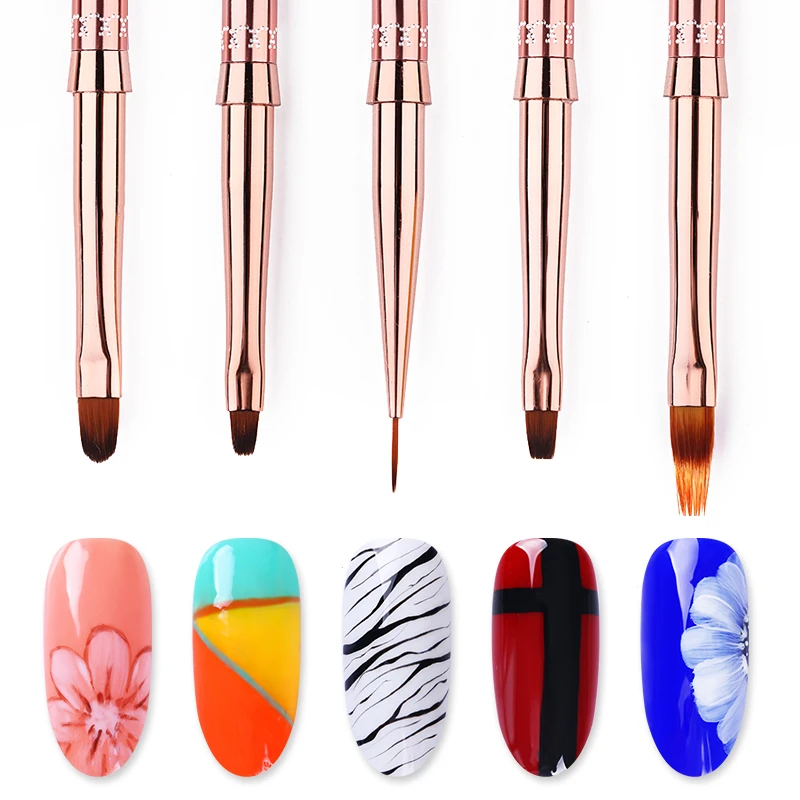 1 Pcs UV Gel Liner Brush Rose Gold Nail Color Painting Drawing Pen for Portable Handle Tools | Красота и здоровье