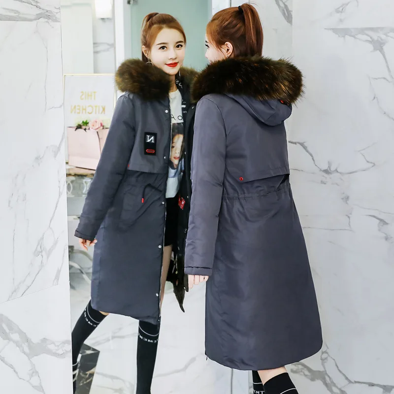 

Photo Shoot 2019 New Style Autumn And Winter Down Jacket Women's Korean-style Mid-length Loose-Fit Double-sided Wear Cotton Over