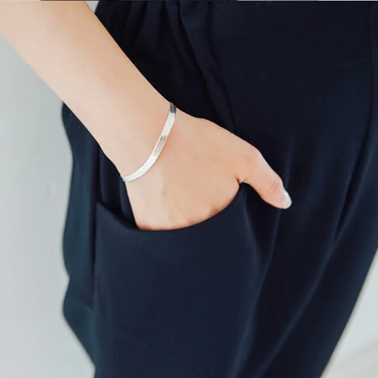 Pulsera de plata de ley 100% para mujer, joyería femenina con cadena de serpiente, Regalo de Promoción para novia, 925