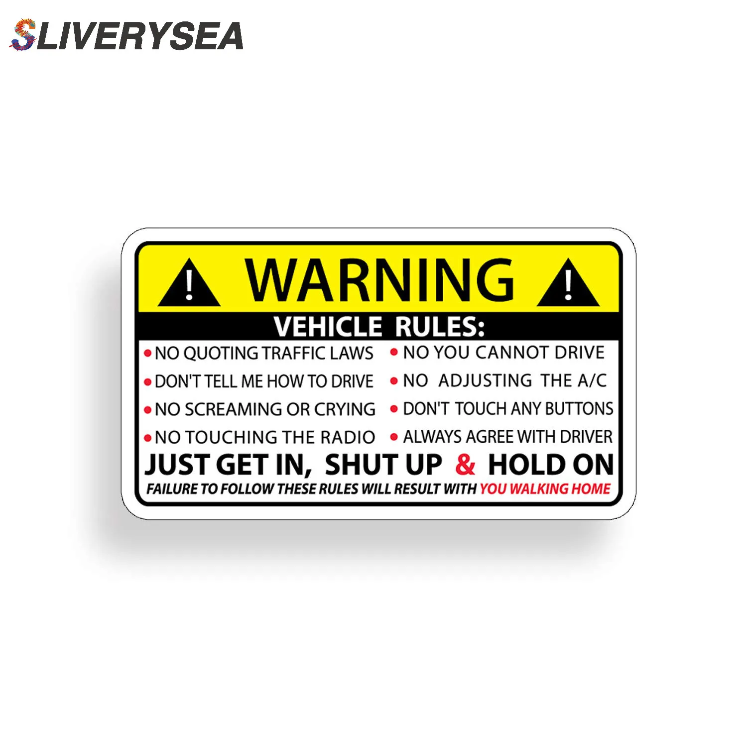 

SLIVERYSEA 10CM*6CM Car Styling Safety Warning Rules Stickers Vinyl JDM Car Stickers and Decals