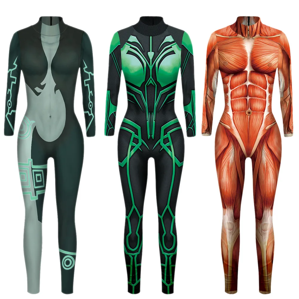 

Women Attack on Titan Hero Bodybuilding Simulated Muscle Cosplay Costume Role Play Jumpsuit Superhero Bodysuit Power Suit