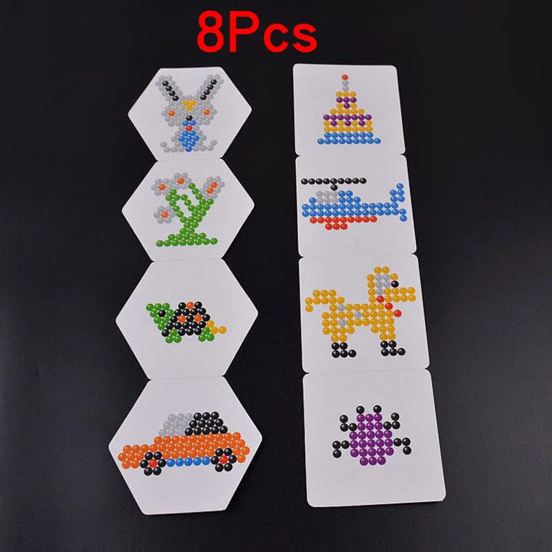 Kids Perler Pegboard Water Bead Animal Molds Accessories Magic Bead Jigsaw 3D Puzzle Educational Toys DIY Children Magic Beads 12