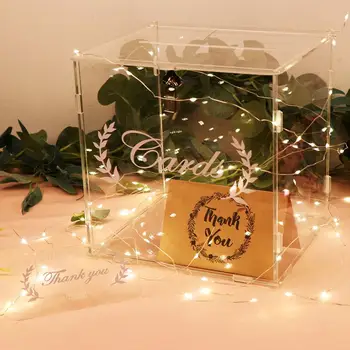 

OurWarm DIY Acrylic Card Box for Wedding Reception Birthday Party Baby Shower Decoration Clear Wedding Card Box with Lock