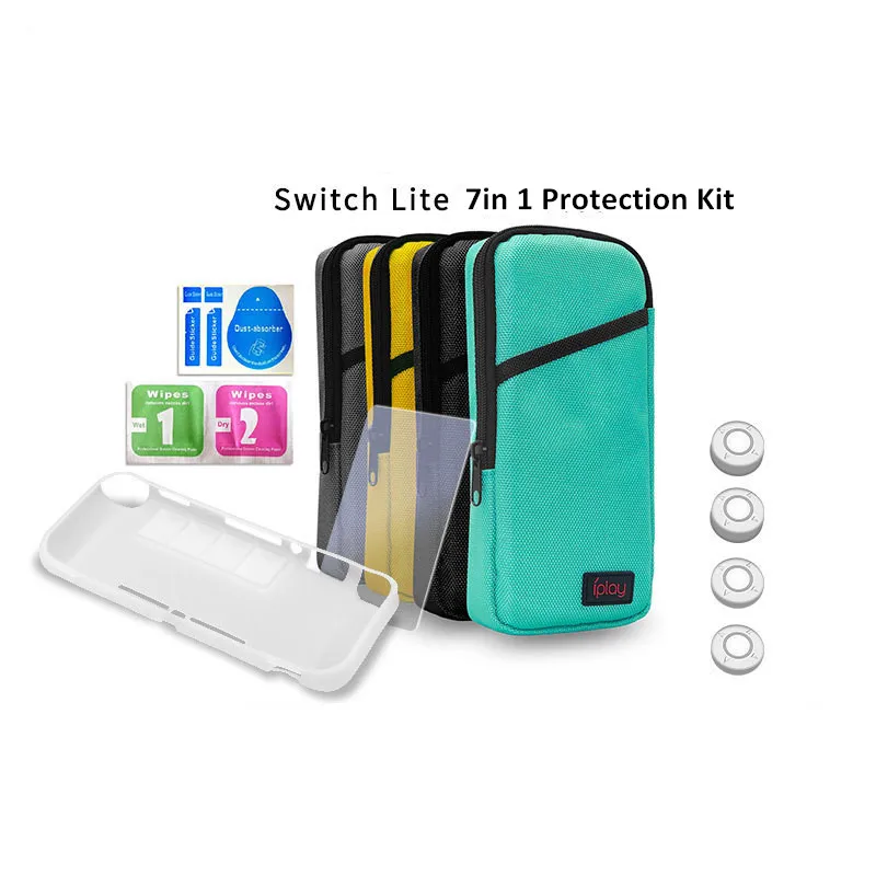 

Switch Lite Storage Bag 7in1 Protection Kit for switch Video Game Console including tempered film rocker cap protective shell