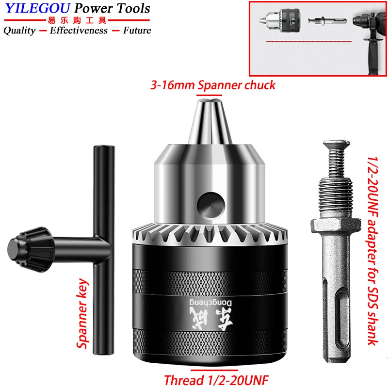 ANBOO Zahnrad-Bohrfutter 1,5-13mm Mit SDS-Plus Adapter - Für Bohrhämmer