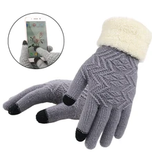 Sale Women Winter Touch Screen Thick Gloves Warm Kint Elegant Full Finger Fleece Gloves