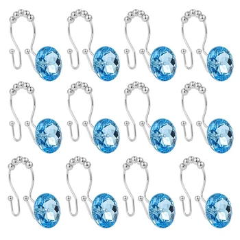 

Shower Curtain Hook Ring,Acrylic Double Shower Curtain Ring Stainless Steel Rust Double Sliding Shower Hook Shower Rod Curtain a