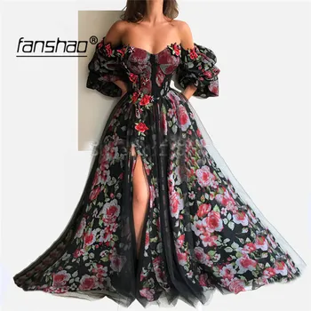 

Asymmetry Evening Dress Off Shoulder Applique Lace Slit Special Occasion Islamic Dubai Saudi Arabic Evening Gown Prom Dress