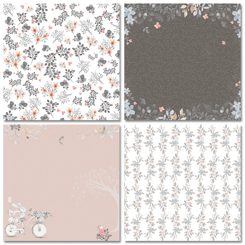 6'' 12pc Bunny With Love Patterned Craft Paper Scrapbooking Paper Pack Handmade Album Scrapbook Background Pad Card Making