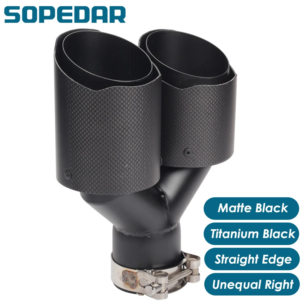 

SOPEDAR Dual Unequal Right With Clamp Tail Pipe Stright Edge Matte Titanium Black Y Model For Akrapovic AP39KR