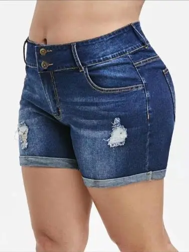 

3Y American and European wish Amazon super-size high bullet holes in jeans and shorts women