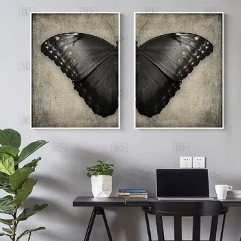 

Modern Black Butterfly Canvas Painting Gothic Style Print Butterfly Posters Wall Art Pictures for Living Room Bedroom Decoration