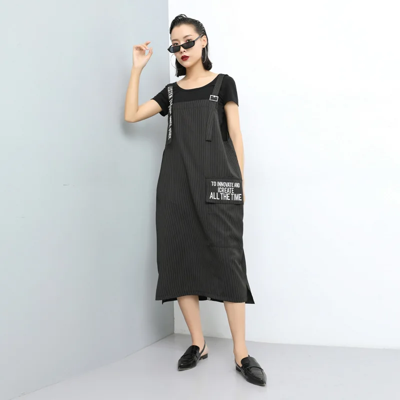 

Europe And America 2019 Summer Wear New Style Stripes Webbing Dress Cool Large Size Suspender Skirt Long Skirts 196059a