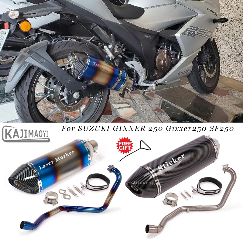 

Motorcycle Exhaust Full System Escape Modified Front Tube Middle Link Pipe Muffler Slip On For SUZUKI GIXXER 250 Gixxer250 SF250