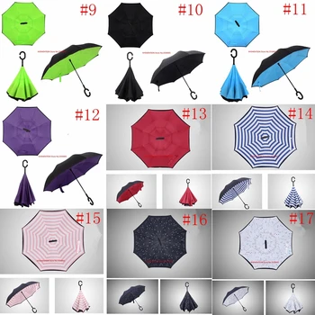 

20pcs 36 colors Reverse Folding Double Layer Inverted Umbrella Self Stand rain/sun women/men high quality Child dropshipping
