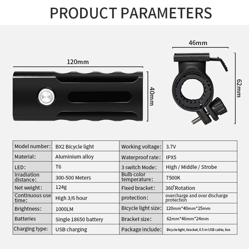 T6 светодиодный передний велосипедный фонарь, велосипедный светильник, налобный фонарь, налобный светильник с зарядкой от USB, 300-500 метров, защита от избыточного заряда из алюминиевого сплава# JX