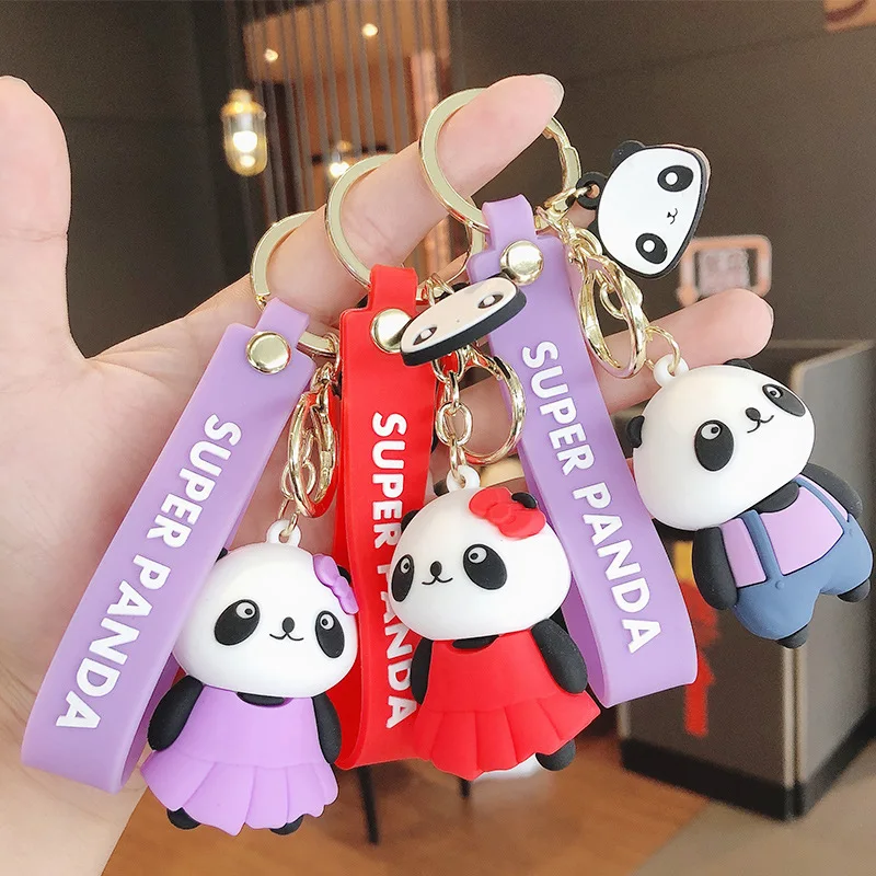 Lovely Cartoon Timide Panda Porte-clés Porte-clés Key Holder Sac à main pendentif forme 