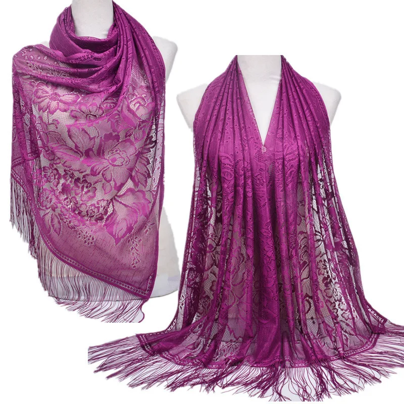 

Muslim Hollow Out Tassels Ring Scarf Woman Large Scarf For Autumn Women Shawls Pink/red/beige For Choose
