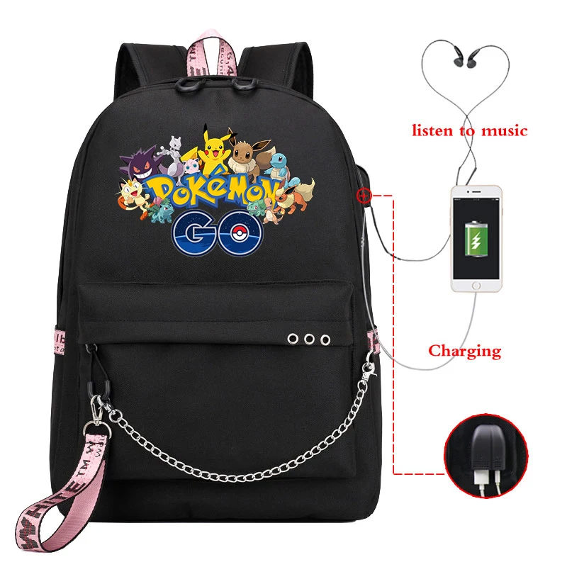 Mochila Pokemon рюкзак Пикачу женские рюкзаки Usb зарядка школьные сумки для подростков девочек мальчиков рюкзак для путешествий рюкзак для ноутбука