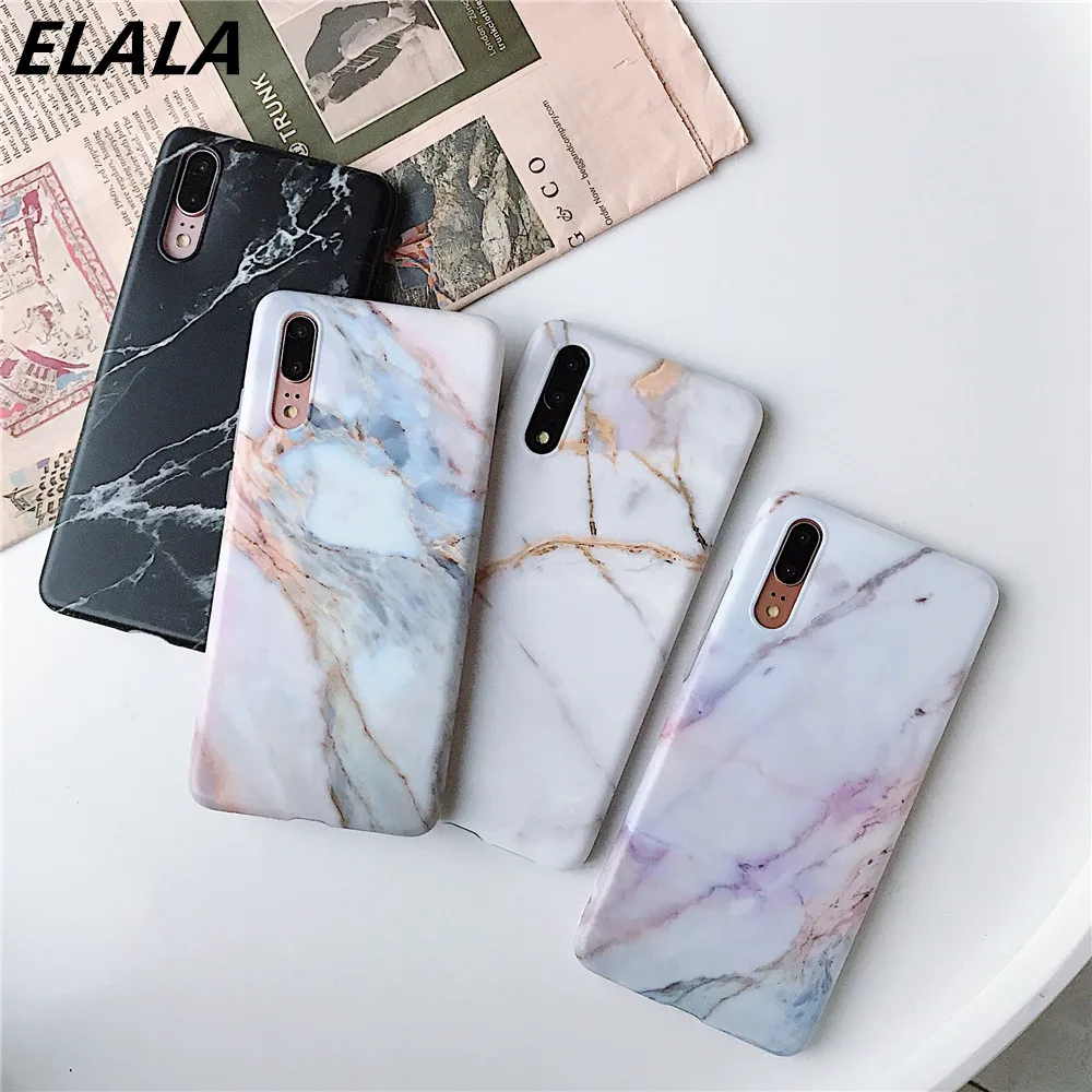 Матовый геометрический мраморный чехол elala для huawei P30 Pro мягкий силиконовый Nova 3i P20