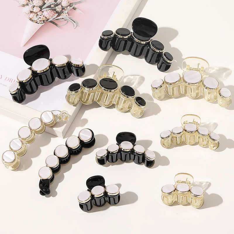 

New Big Acrylic Barrette Large Hair Claws Clips Ponytail Holder Hair Claw Clip Black Hairclip Fashion Hair Accessories For Women