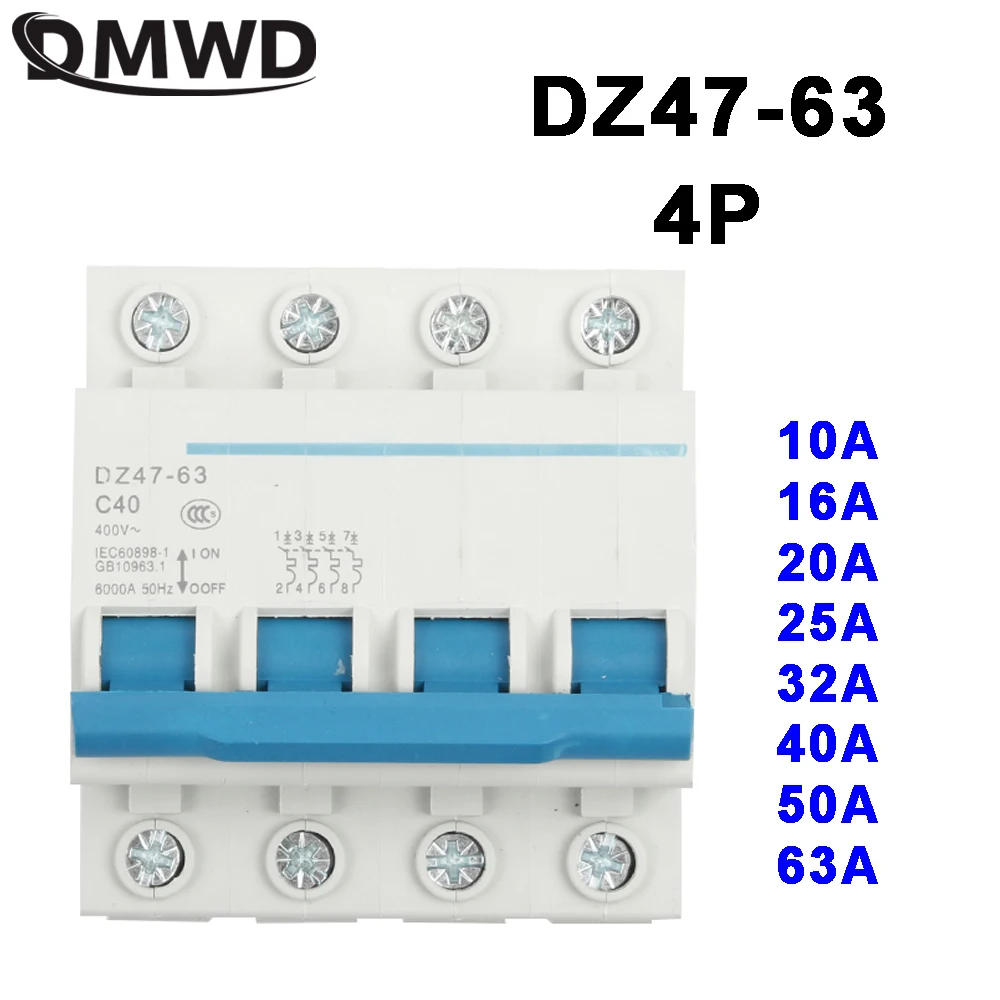 DMWD DZ47-63 10A 4P 16A 20A 25A 32A 40A 50A 63A AC 400V Mini Circuit Breaker MCB Cutout Switch Chopper | Обустройство дома