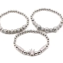 8 мм 3 компл./лот cr432 серебро золото голова льва в короне медь микро проложить cz Циркон кубический цирконий браслет регулируется очаровательный браслет