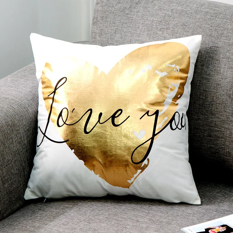 Love Black And White Bronzing Cushion Decorative Pillows Gold Foil Geometric Pillowcase Home Decor Sofa Throw Pillow 17*17inch 6