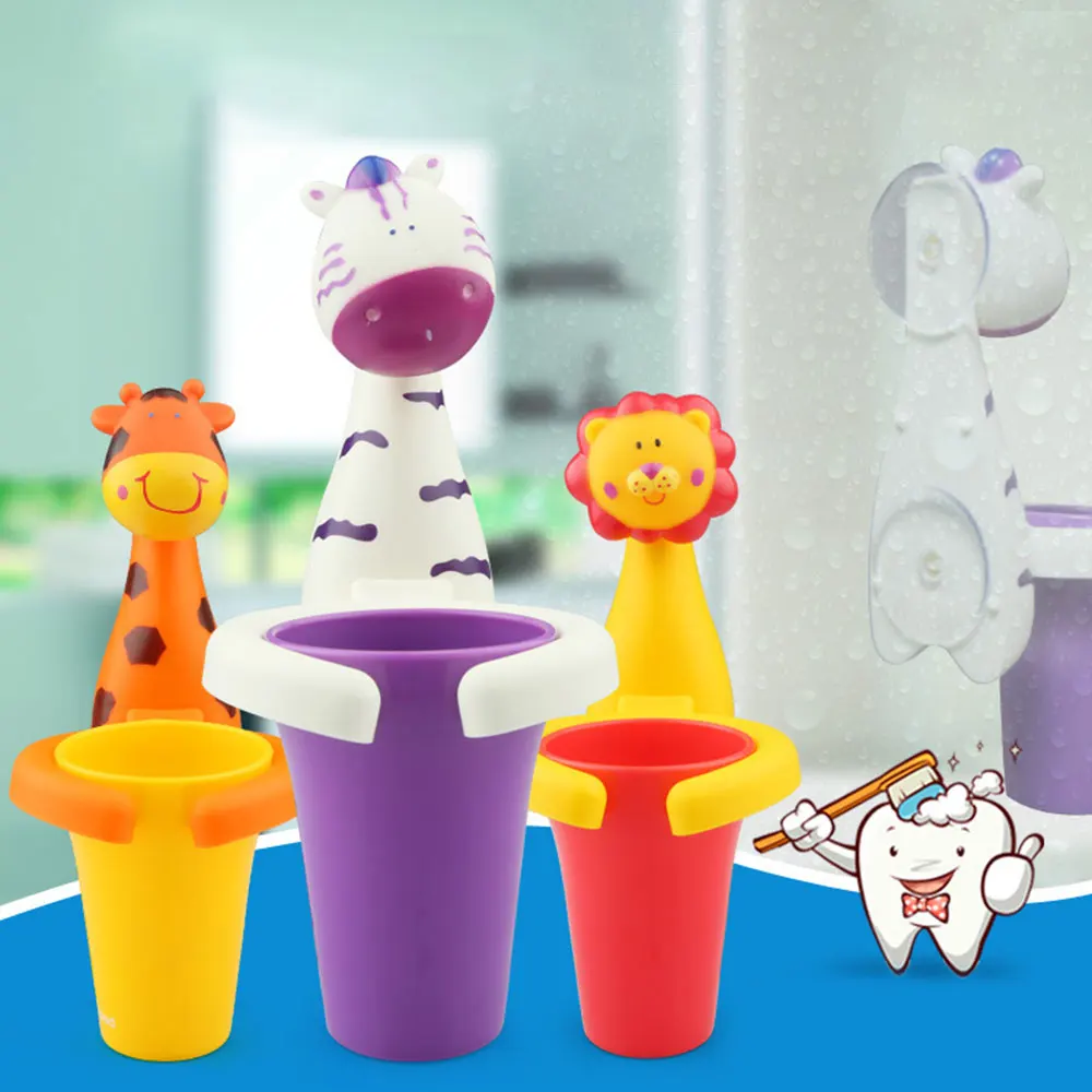 

Children's Toothbrush Cup Holder Baby Wall-mounted Shelf Mouthwash Cup Cartoon Cute Wall-mounted Toothbrushing Cup Wash Set