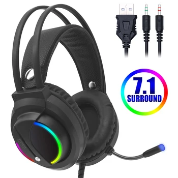 

Gaming Headset USB 3.5mm Wired RGB Gamer Headphone 7.1Surround Stereo Earphone with Microphone for Tablet PC Xbox One PS4