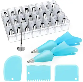 

32Piece Cake Decorating Supplies Tips Kits Stainless Steel Baking Supplies Icing Tips 3 Icing Smoothers 1 Flower Nails Dropship