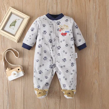 

Baby jumpsuit winter cartoon long-sleeved baby bag foot romper wholesale