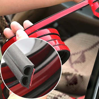 

B-shaped Door Rubber Motor Sealing Strip Hollow Interior Accessory Decal Cover 5 Meter Protector Black Elasticity