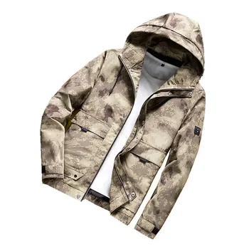 

Spring autumn Men Casual Jacket Hooded Camouflage Jacket with Print Men's Windbreaker Coat Male Army Camo Outwear