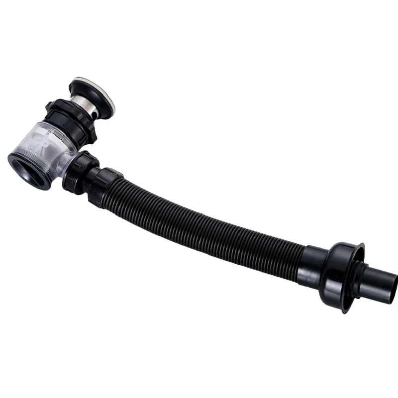 N0HB Kitchen Sink Sewer Drain Pipe Extender with Overflow Hole Flexible