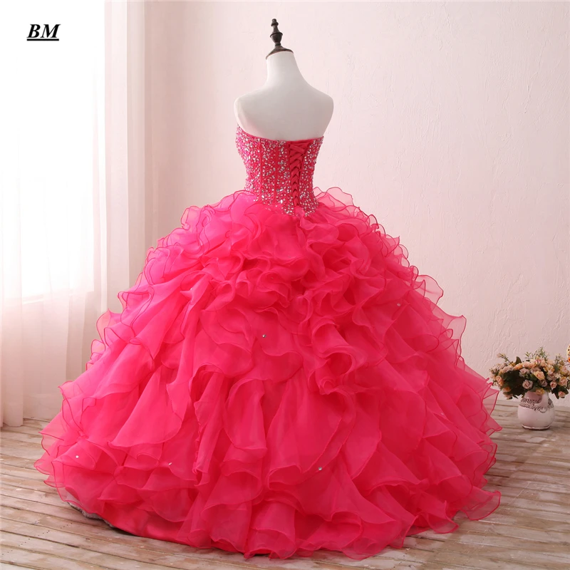 Элегантные чехлы с рисунком розовые платья Quinceanera бальное платье Милая бисером сладкий 16 платья длиной до пола Формальные вечерние платье BM23
